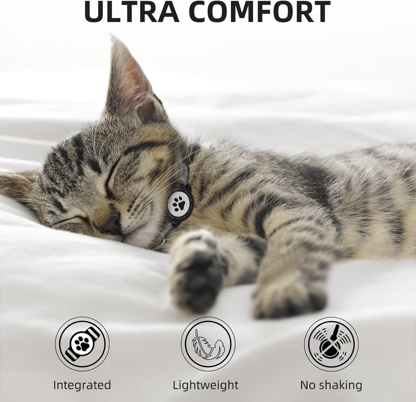 Waterproof Airtag Cat Collar, Reflective Cat Airtag Collar with Bell, Breakaway Cat collar AirTag Holder, Lightweight Kitten Collar for Apple Air tag, Cat GPS Collars for Girl Boy Cats, Kitten (Black)