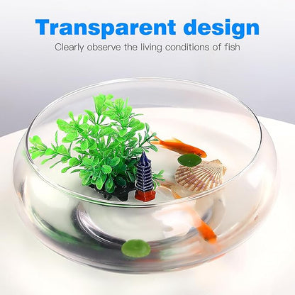 Kisangel Glass Bubble Bowl Round Fish Bowl Clear Plant Terrarium Air Planter Bulb Succulent Pot Flower Vase for Tabletop Decoration 2800ml 9.51X9.51 inch