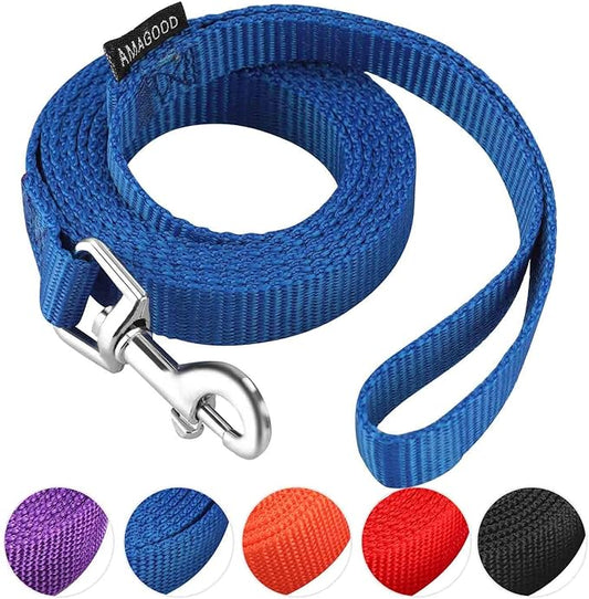AMAGOOD 6 FT Puppy/Dog Leashes, Strong Traditional Style Leash with Easy to Use Collar Hook,Dog Lead Great for Small and Medium and Large (Blue,5/8" x 6 Feet)
