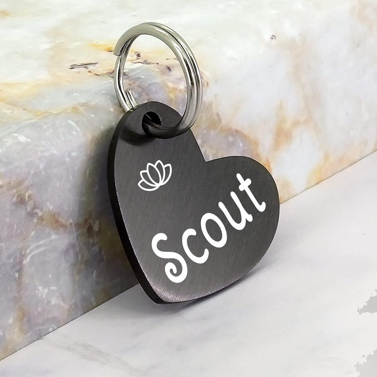 Ultra Joys Cat ID Tag Personalized Pet Tags, Durable Stainless Steel Small Pet Mini Dog Cat Tag Lightweight -Heart Tag in Black