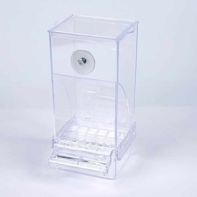 Automatic Bird Feeder for Cage(3ps) No Mess Bird Water Dispenser Clear No Spill Budgie Feeder Cage Accessories for Small Parrots, Cockatiels, Finches, Lovebirds (Transparent Color Flat top 001)