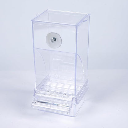 Automatic Bird Feeder for Cage(3ps) No Mess Bird Water Dispenser Clear No Spill Budgie Feeder Cage Accessories for Small Parrots, Cockatiels, Finches, Lovebirds (Transparent Color Flat top 001)