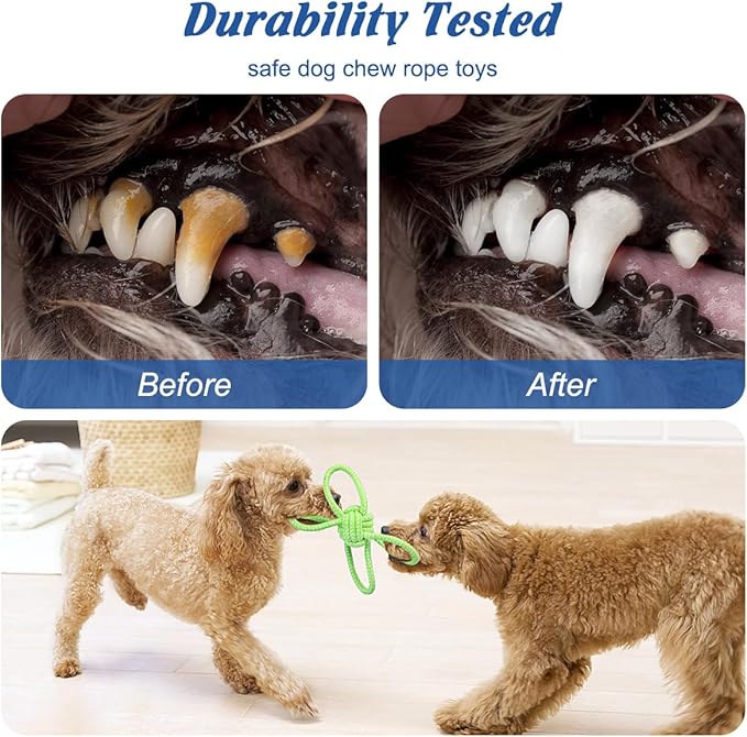 ETACCU 8 Pack Dog Rope Toys for Puppy & Small Dogs ， Puppy Rope Toy for Aggressive Chewers, Indestructible，Keeping Dogs from Being Bored- Green