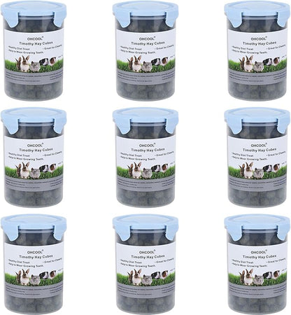 Timothy Hay Cubes 90 oz (9 * 10 oz) with Small Size - Timothy Grass Pellets for Tortoises Rabbits Guinea Pig Chinchilla