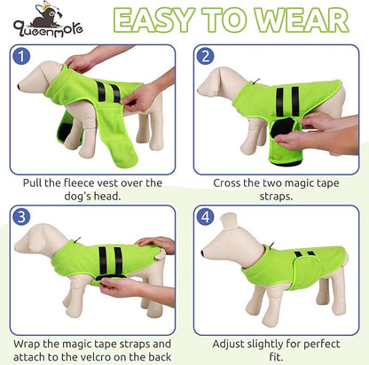Queenmore XXL Dog Sweater, Soft Fleece Vest Pullover Dog Jacket with Leash Hole, Warm Winter Dog Clothes Cold Weather Doggy Dachshund Sweaters for Large Dogs Cats Boy or Girl (Green, XXL)