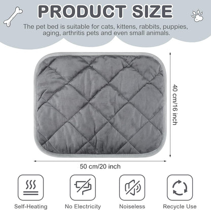 4 Pack Self Heating Cat Pad Self Warming Dog Mat Reflects Body Heat Extra Warm Thermal Pet Pad Washable Dog Cat Bed Crate Bed Mat Blanket(Gray,16 x 20 Inch)