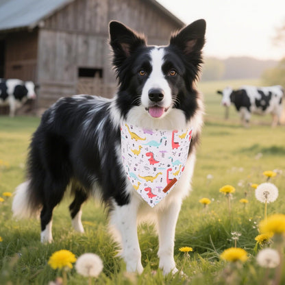 ADOGGYGO Dinosaur Dog Bandanas, Colorful Dino Pattern Pet Scarf, Premium Soft Fabric, Adjustable Fit Dinosaur Bandanas for Medium Large Dogs (Large)