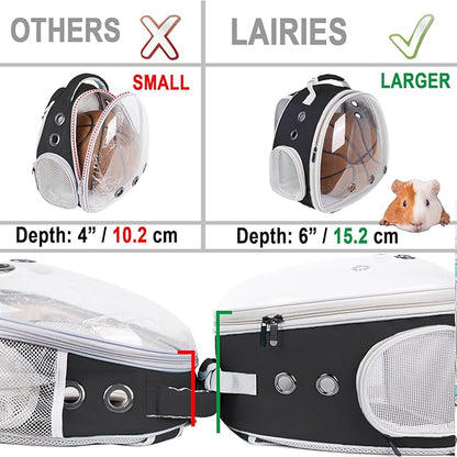 Portable Guinea Pig Backpack with Small Bag Harness and Leash Set, Space Capsule Bubble Pet Carrier Cage Travel for Rabbit, Bearded Dragon, Sugar Glider (Yellow, Backpack+Bag)