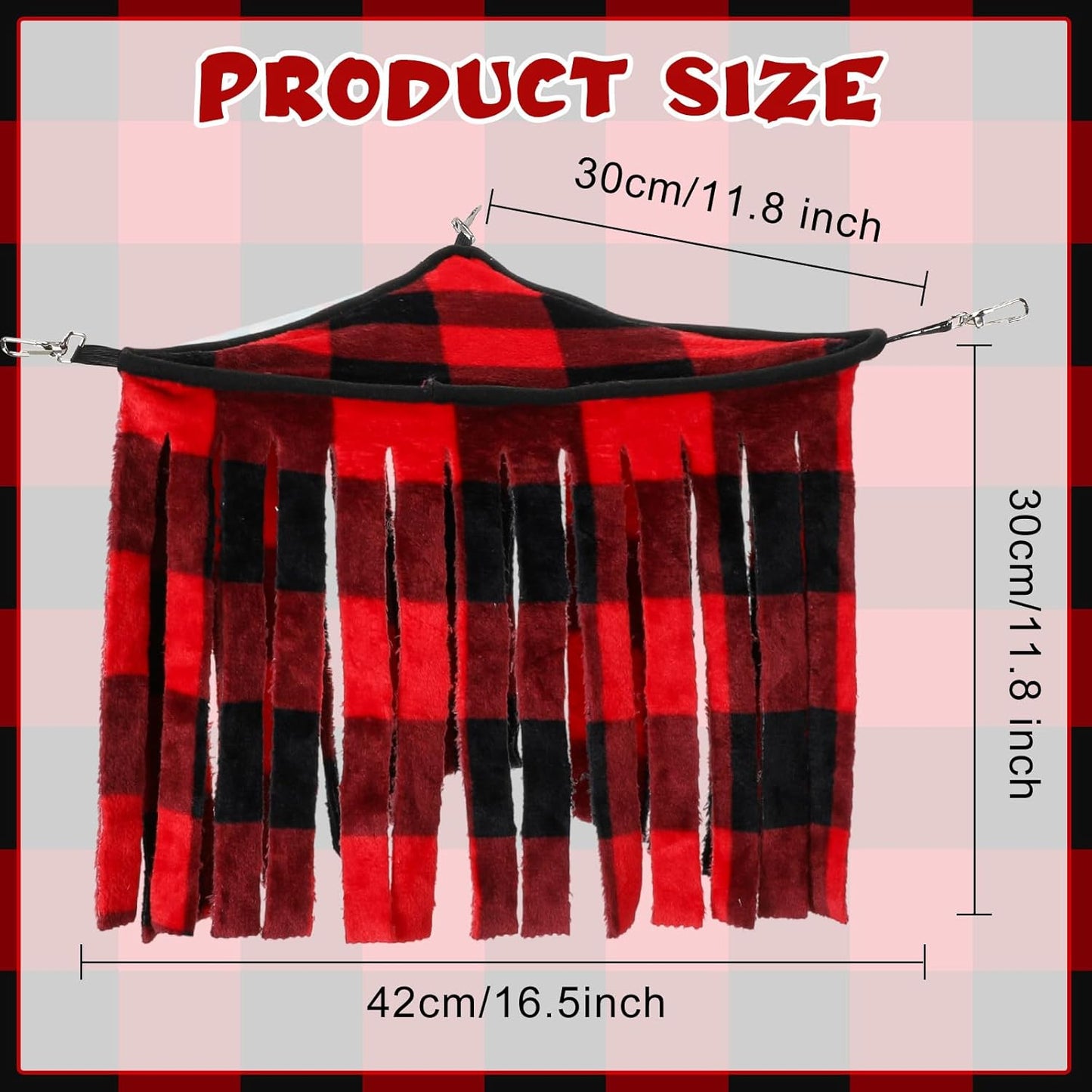 Huwena 4 Pcs Guinea Pig Hideout Christmas Plaid Fleece Hideaway Toys Cage Accessories Small Animals Corner Triangular Hammock Hamster Ferret Playing Sleeping Bed for Hedgehog Bunny Chinchillas