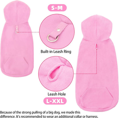 EXPAWLORER Dog Hoodie Fleece Sweater Vest, Hooded Dog Sweatshirt Fall Winter Pet Clothes with Leash Hole, Sleeveless Warm Cozy Puppy Clothing for Cat Small Medium Large Dogs Girl Boy, Pink XXL