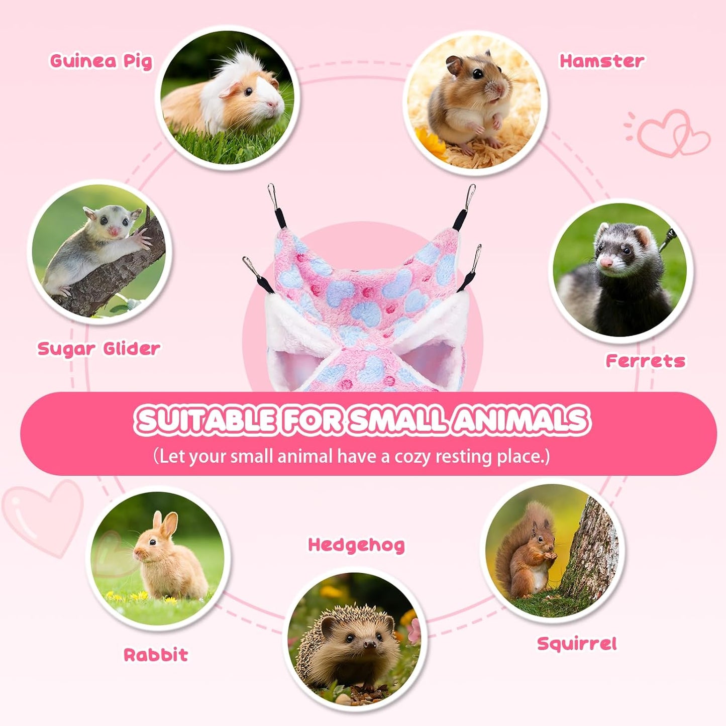 3 Pcs Guinea Pig Hammock, Rat Ferret Hamster Hanging Hammock Guinea Pig Accessories for Small Animals Chinchilla Parrot Sugar Glider Ferret Squirrel (11"×11")