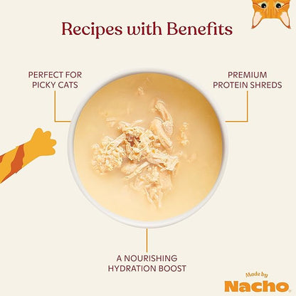 Made by Nacho Homestyle Bone Broth with Cage-Free Chicken Shreds for Extra Hydration, Limited-Ingredient - 24ct