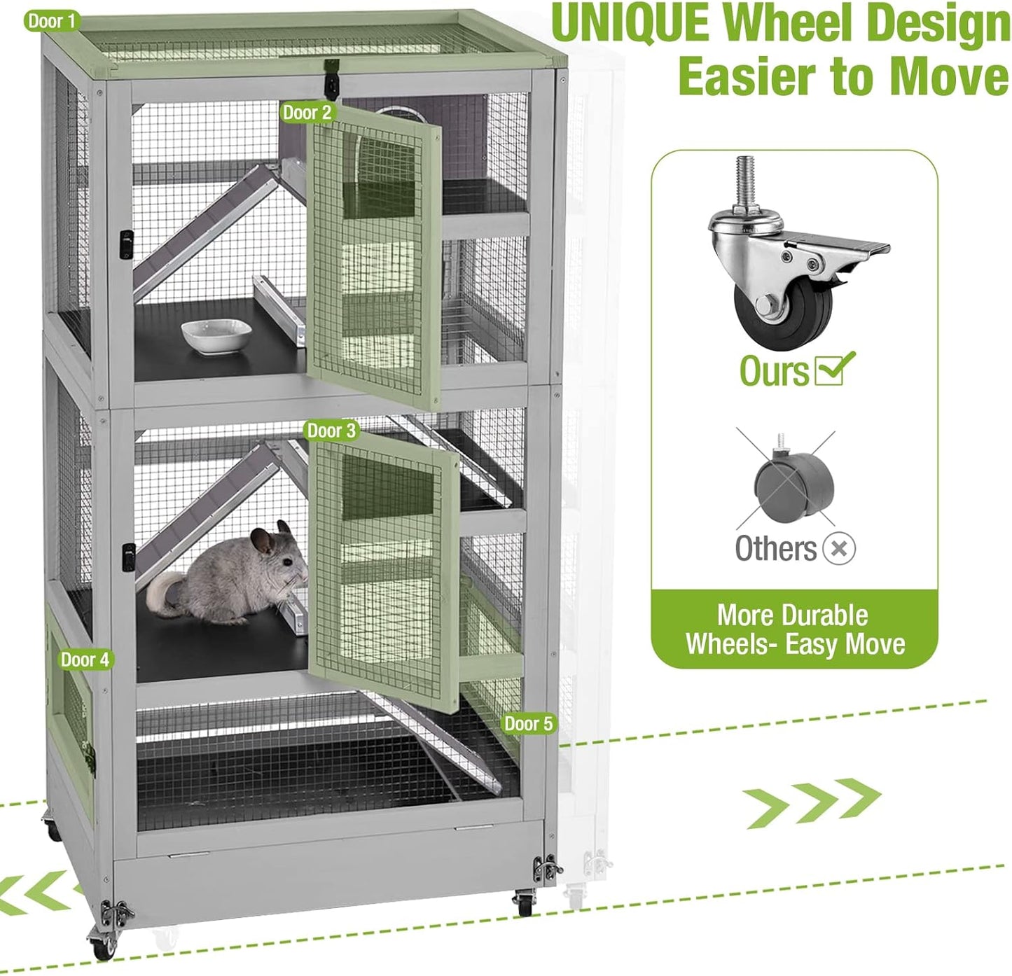 GUTINNEEN Ferret Cage Rat Cage 5 Levels Small Animal Cage for Chinchilla, Hedgehogs, Squirrel, Chameleon, Lizard, Gerbils Anti-Chewing