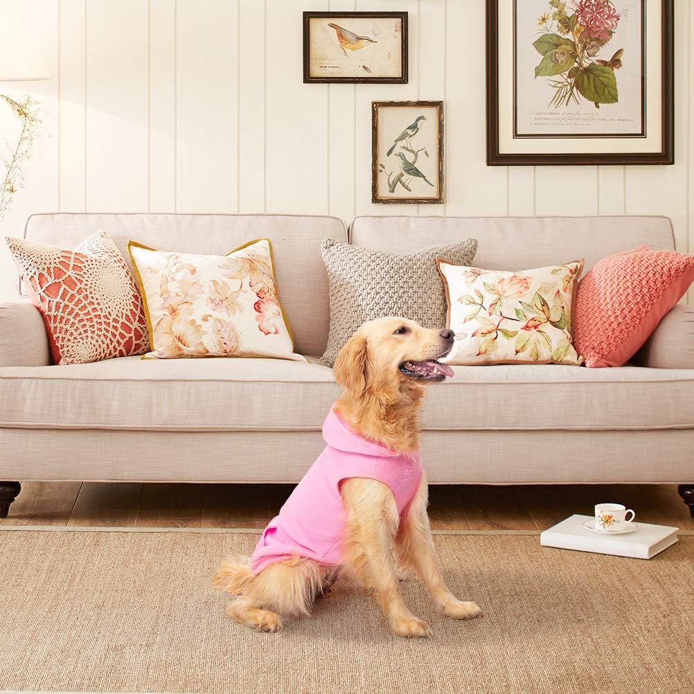 EXPAWLORER Dog Hoodie Fleece Sweater Vest, Hooded Dog Sweatshirt Fall Winter Pet Clothes with Leash Ring, Sleeveless Warm Cozy Puppy Clothing for Cat Small Medium Large Dogs Girl Boy, Pink S