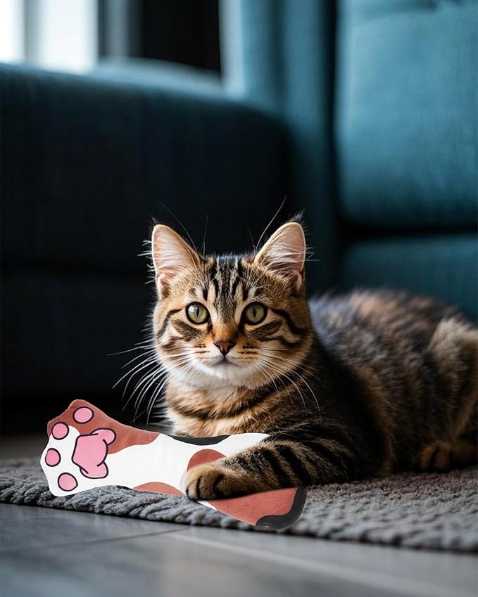 PET SHOW 8 Pack Cat Kicker Toys with Catnip Crinkle Sound Toys for Indoor Cats Colorful Stuffed Kitten Paw Shape Natural Interactive Toy Pet Kitty