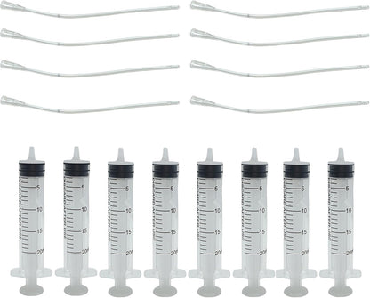 8Pcs Pet Bird Parrot Milk Syringe Set, Bird Hand Syringe with Soft Tubes for Feeding Pets 20ml