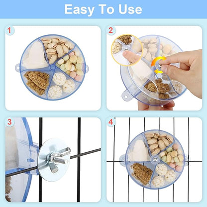 Bird Creative Foraging System Wheel Seed Food Ball Rotate Training Toy for Small and Medium Parrots Parakeet Cockatiel Conure (Clear Blue)