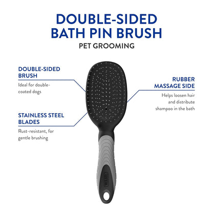 WAHL Professional Animal Double Sided Bath Pin Brush for Dogs (#858477) - Pet Brush to Groom Dogs - For Akitas, Huskies & Australian Shepherds - Durable Dog Pin Brush