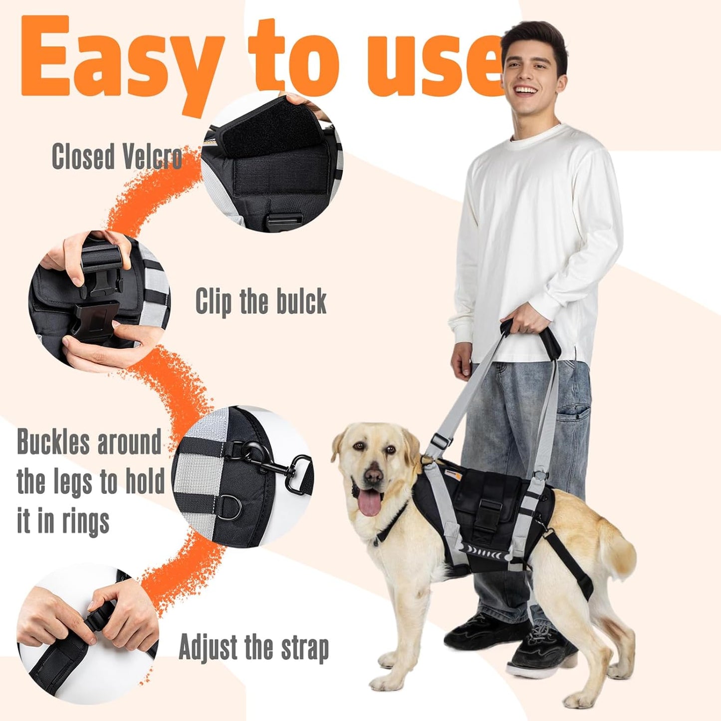 Dog Lift Harness for Large Dogs,Full Body Dog Sling Carrier with Handle,for Up Stair/Back Legs Support/Dogs Joint Injuries/Arthritis (XX-Large)