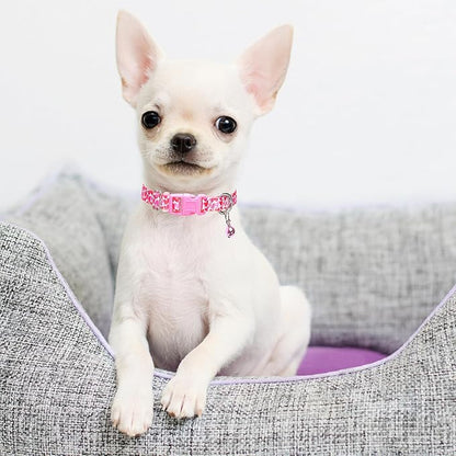 Small Dog Collar for Dogs,Puppy Collars with Bells Pretty Flower Dog Collar for XS Small Tiny Pet Female Dogs S