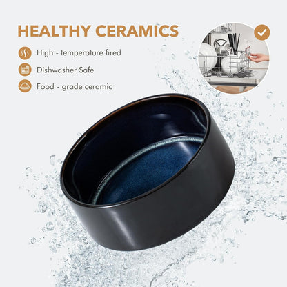 Ceramic 5.1inch Set of 2 Dog and Cat Bowls for Puppy, Kitty, Cats, 2pcs Anti-Slip Food and Water Pet Feeder(2 Bowls, Starry Sky)