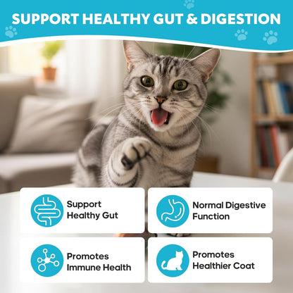 Probiotics for Cats - Cat Probiotic Supplement for Digestive & Gut Support, Diarrhea Relief, Immunity Booster, Cat Probiotic Powder with 9 Billion CFU and Prebiotics, 60 Capsules