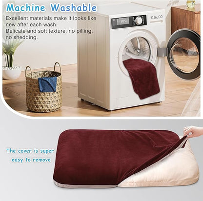 Magic Dog Super Soft Large Dog Bed, 39 Inches Orthopedic Foam Pet Beds with Anti Slip Bottom, Dog Sleeping Mattress with Removable and Washable Cover, Burgundy L,39'' X 33.5'' X 3.7''