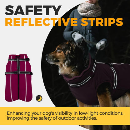 Lelepet Dog Coat with Harness Built in, Waterproof Dog Jacket for Large Dogs Reflective Winter Jacket with Zip Warm Cold Weather Coats for Dogs, Cozy Turtleneck Pet Snowsuit, Great Dane, Pink, 3XL