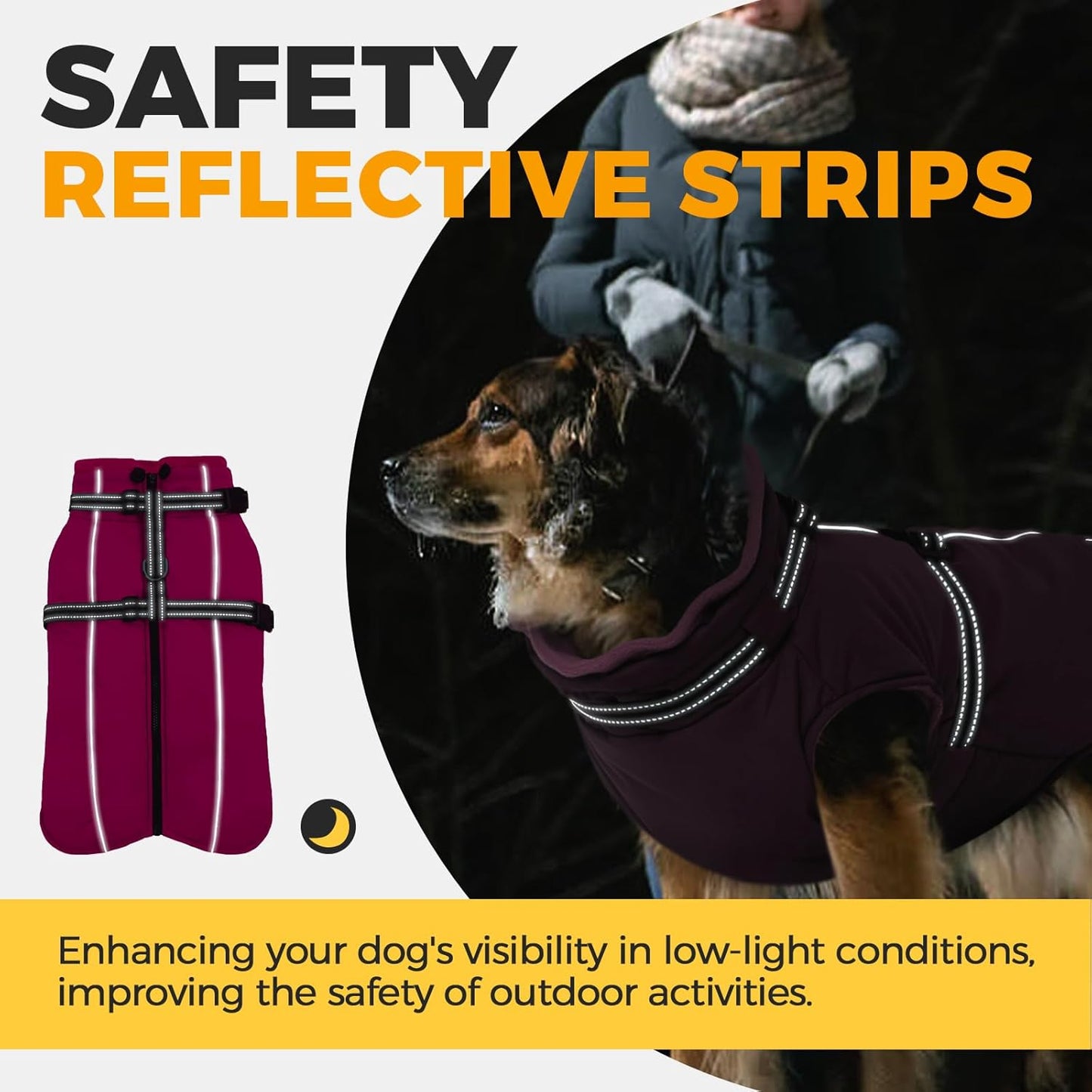 Lelepet Dog Coat for Large Dogs Waterproof Dog Jacket with Harness Built in Windproof Reflective Fleece Jacket with Zip Warm Winter Coats for Dogs Cozy Thermal Pet Snowsuit, Border Collie, Pink, XL