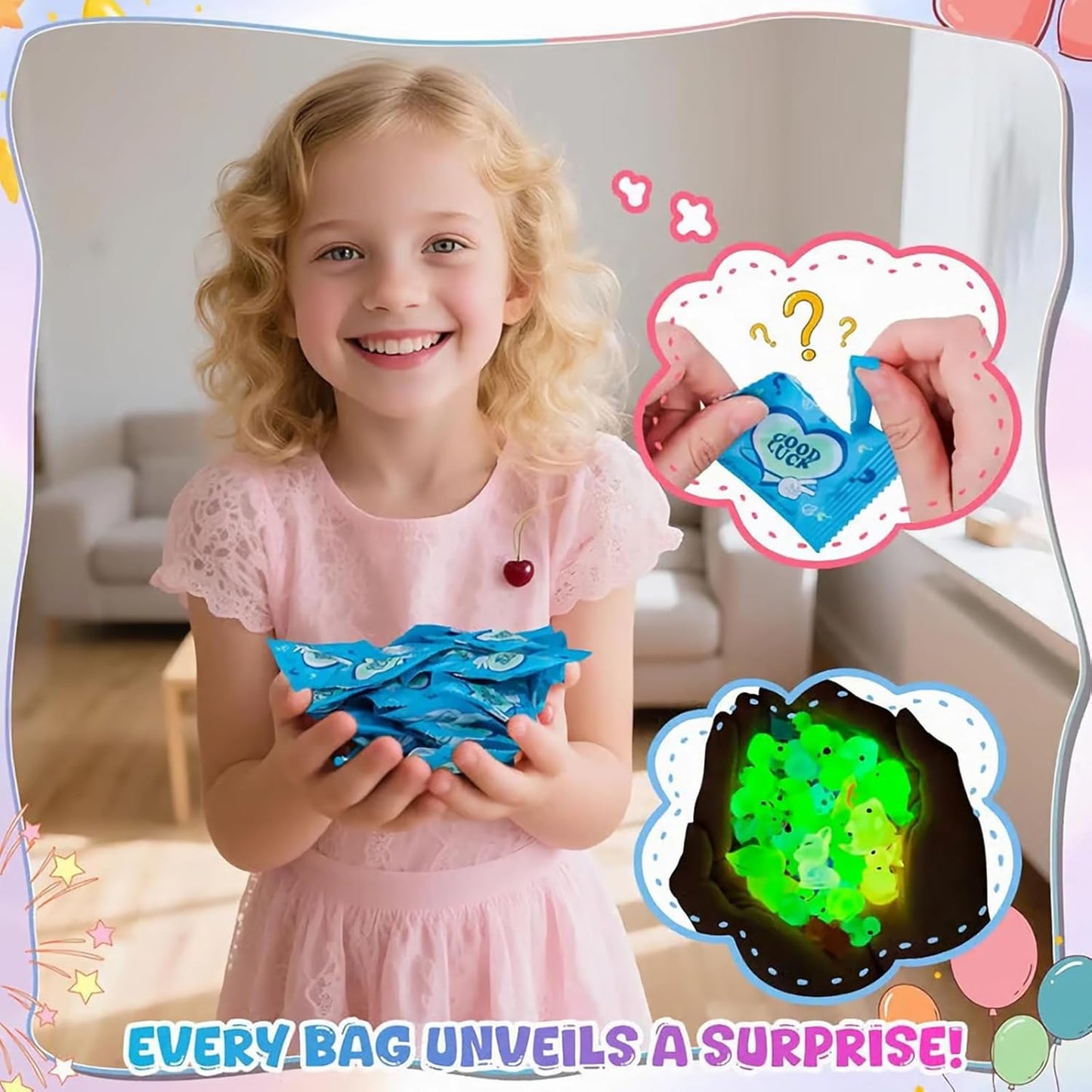 Mini Glow in The Dark Animal Resin Models Mystery Resin Animals Individually Wrapped Blind Bag Hide Small Luminous Figures DIY Fairy Garden House Micro Landscape Aquarium Decor Random Design (200)