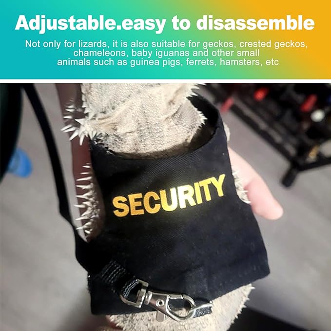 Escape Proof Adjustable Bearded Dragon Leash and Harness Set, Cute Lizard Costume Accessories for Leopard Geckos, Iguanas & Small Pets, Outdoor Walking