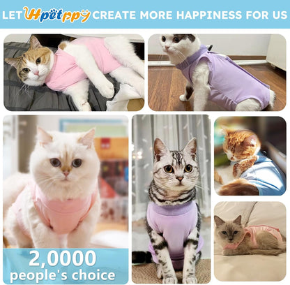 Cat Recovery Suit, Kitten Surgical Bodysuit for Abdominal Wound Anti Licking After Surgery, Pet Surgical Recovery Snugly Suit Cat Spay Recovery Suit Female for Small Male Female Cats Blue L