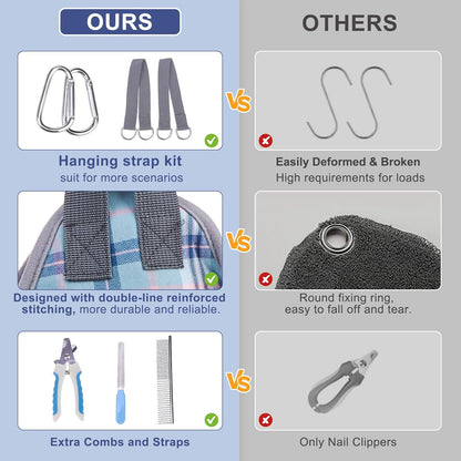 BEAUTYZOO Dog Grooming Hammock, Medium Dog Sling for Nail Trimming, Dog Hanging Harness for Claw Care with Thick Fabric Neck Support Wide Strap Restraint Cat Grooming Hammock, Blue L