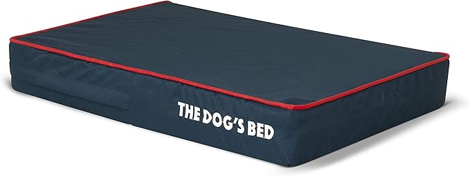 The Dog’s Bed Orthopedic Memory Foam Dog Bed, Small Blue/Red, Pain Relief for Arthritis, Hip & Elbow Dysplasia, Post Surgery, Lameness, Supportive, Calming, Waterproof Washable Cover
