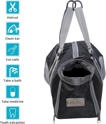 Cinf Cat Nail Clipping Cleaning Grooming Restraint Bag （Free Muzzle） No Scratching Biting for Bathing Nail Trimming Injecting Examining(Black,M)