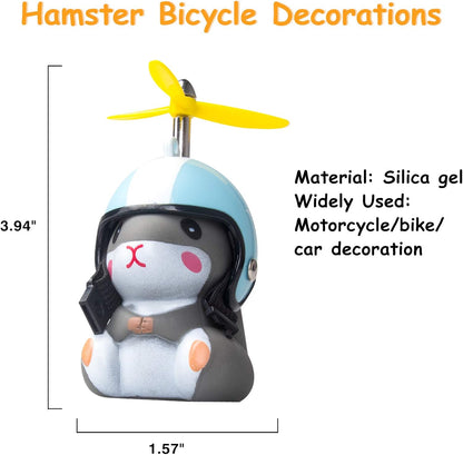 Wonuu Duck Bike Bell with Light and Helmet Cute Hamster Bicycle Horn, Dashboard Decoration, Rubber Duck Toy