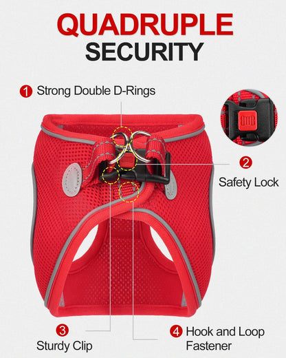 Joytale Small Dog Harness, Breathable Mesh Step-in Vest, Reflective Soft Padded Harnesses for Small and Medium Dogs, Red, M