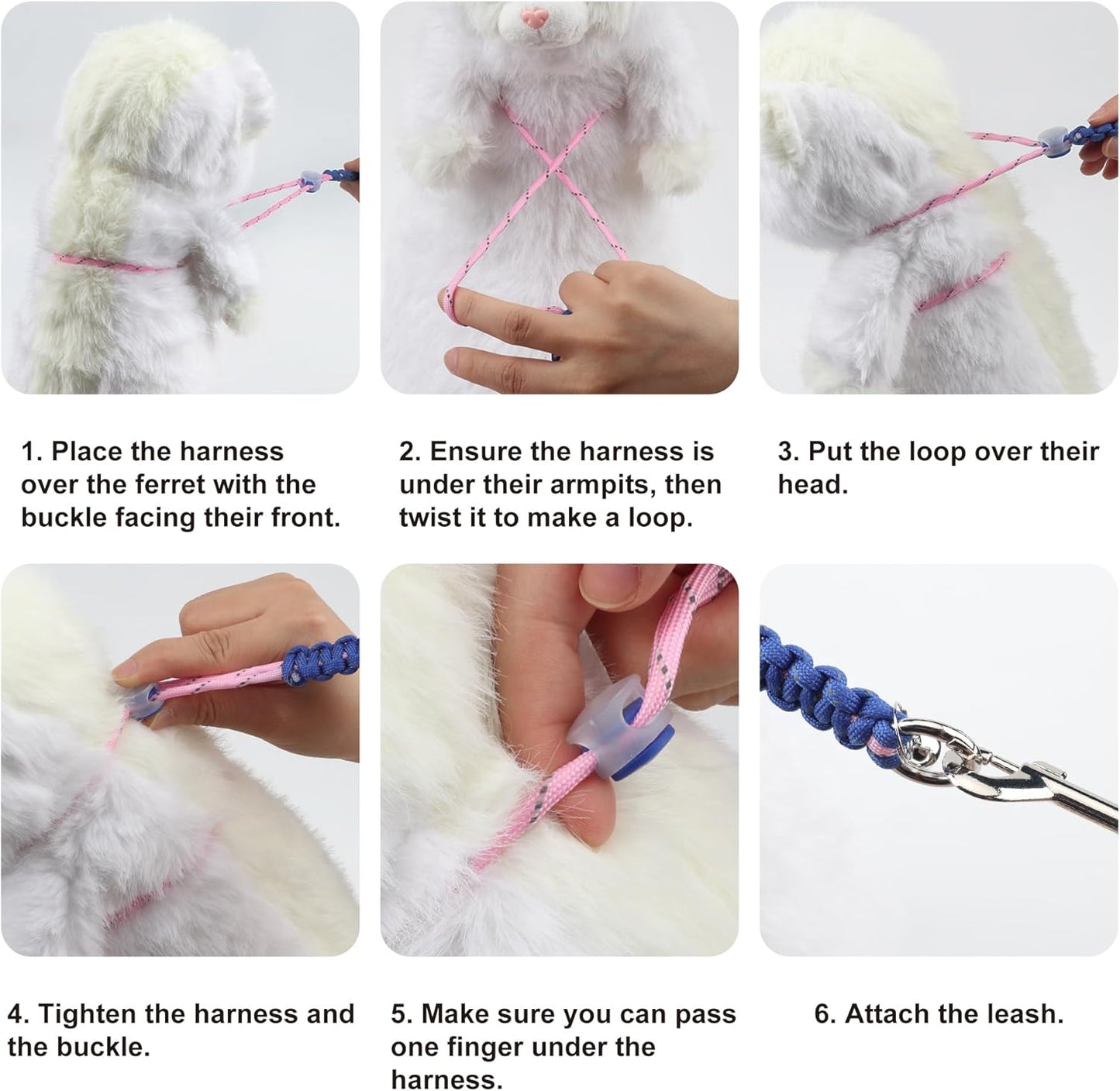 2pcs Figure 8 Harness and Leash with Reflective Strap and Bell for Ferrets, Rabbits, Bearded Dragon, Guinea Pig, Chinchilla and Hamster Small Animal Harness (Blue+Orange)