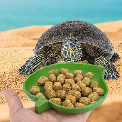 Leaf Shape Reptile Food Water Bowl 2 Pieces Reptile Plate Dish Drinking Bowl for Tortoise Corn Snake Crawl Pet Drinking and Eating, 2 Sizes