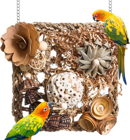 Bird Foraging Toys Natural Bird Toys Conure Toys Parrot Shredding Hanging Toys for Small to Medium Birds Parakeet Cockatiel Conure Lovebird Budgie