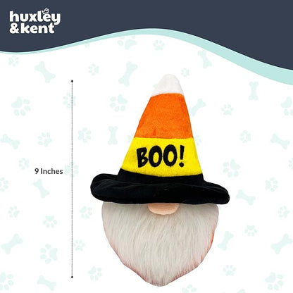 Huxley & Kent Halloween Funny Dog Toy w/Squeaker – Power Plush Squeaky Dog Toys for Small, Medium & Large Dogs – Soft Stuffed Animal for Indoor Play & Fetch - Candy Corn Gnome, One Size