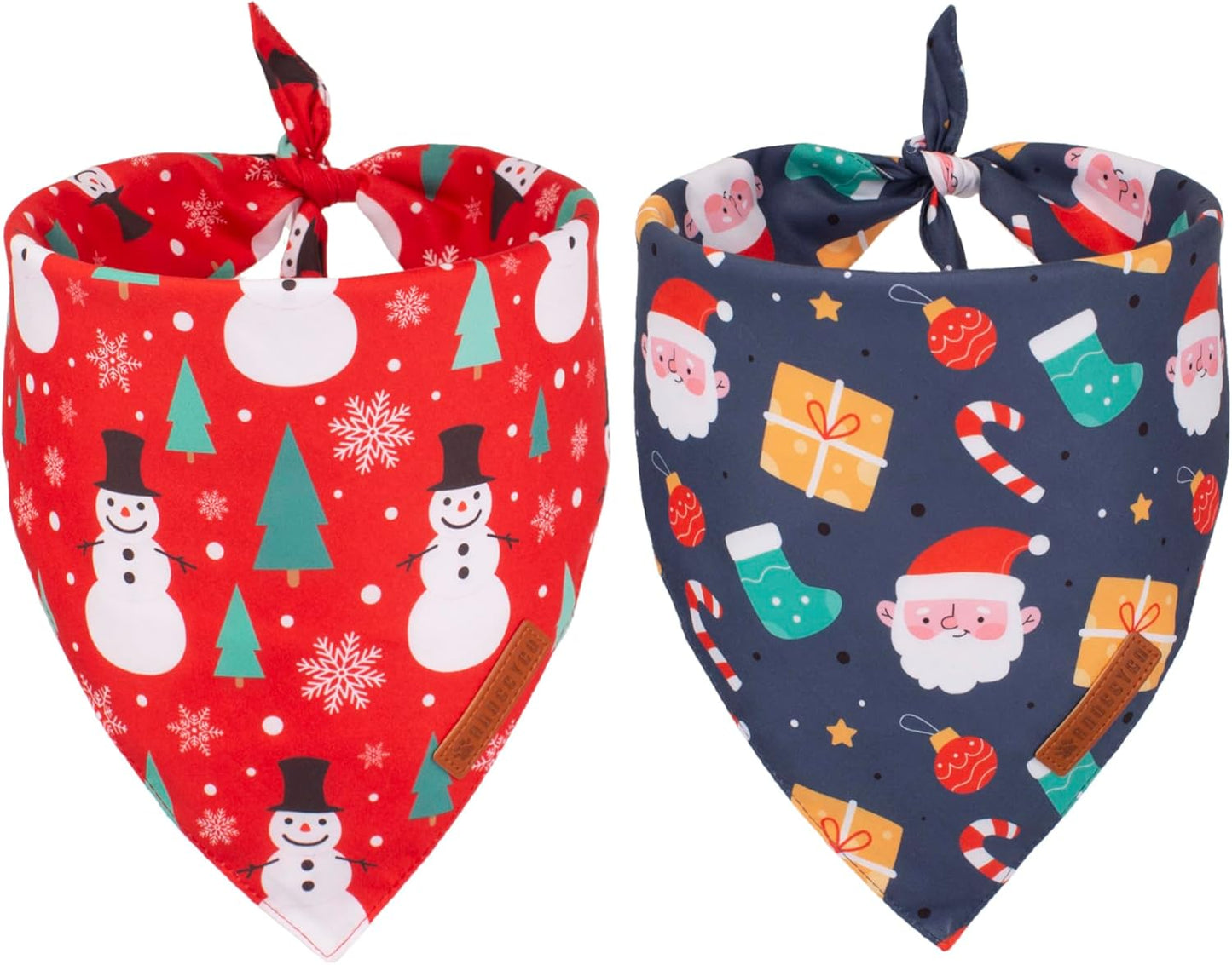 ADOGGYGO Christmas Dog Bandana, Snowman Santa Pet Scarf, Premium Durable Fabric, Adjustable Fit Christmas Bandanas for Small Dogs Pets (Small)