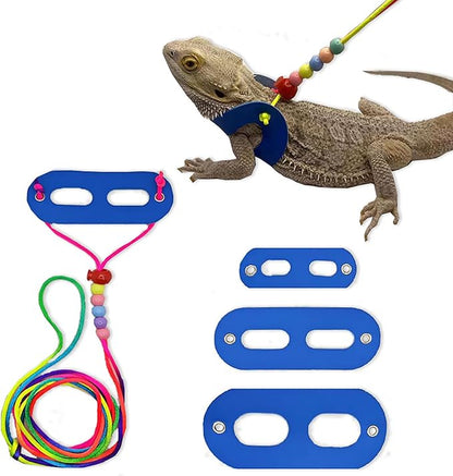 AIITLE Multi-Size Bearded Dragon Leash - Comfortable Adjustable Harness for Reptiles & Small Animals (Outdoor Walks, Pet Events), Blue