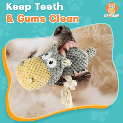 Dog Toys for Aggressive Chewers - Squeaky Dog Toys to Keep Them Busy for Large Dogs (Gray, Medium)