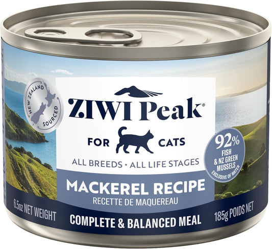 ZIWI Peak Wet Cat Food – All Natural, High Protein, Grain Free, Limited Ingredient, with Superfoods (Mackerel, Case of 12, 6.5oz Cans)