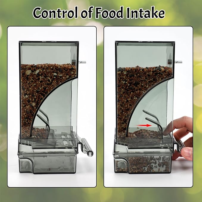 Rypet No Mess Automatic Bird Feeder for Cage,Transparent Acrylic Parrot Seed Feeders,Food Container for Cage,Parrot Feeder Cage Accessories for Small and Medium Lovebirds Parakeets Cockatiel Finch