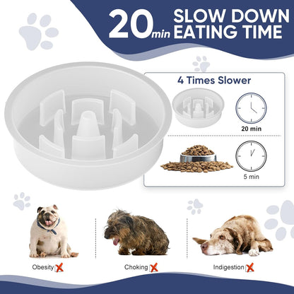 XIAZ Slow Feeder Dog Bowl Elevated Food and Water Bowl Stand for Large Medium Sized Dog, 4 Heights Adjustable, Non-Slip, Durable, Prevents Bloating & Improves Digestion for Dogs
