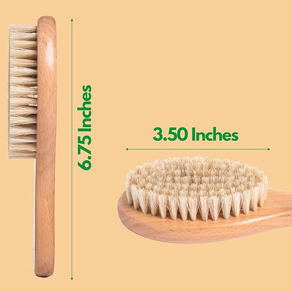 GranNaturals Boar Bristle Soft Cat Brush for Indoor, Outdoor, Short Haired Cats, Kittens, Small Dog, Rabbit, Furry Pets - Gentle Grooming on Sensitive Hair Coat & Tail with Durable Wooden Handle