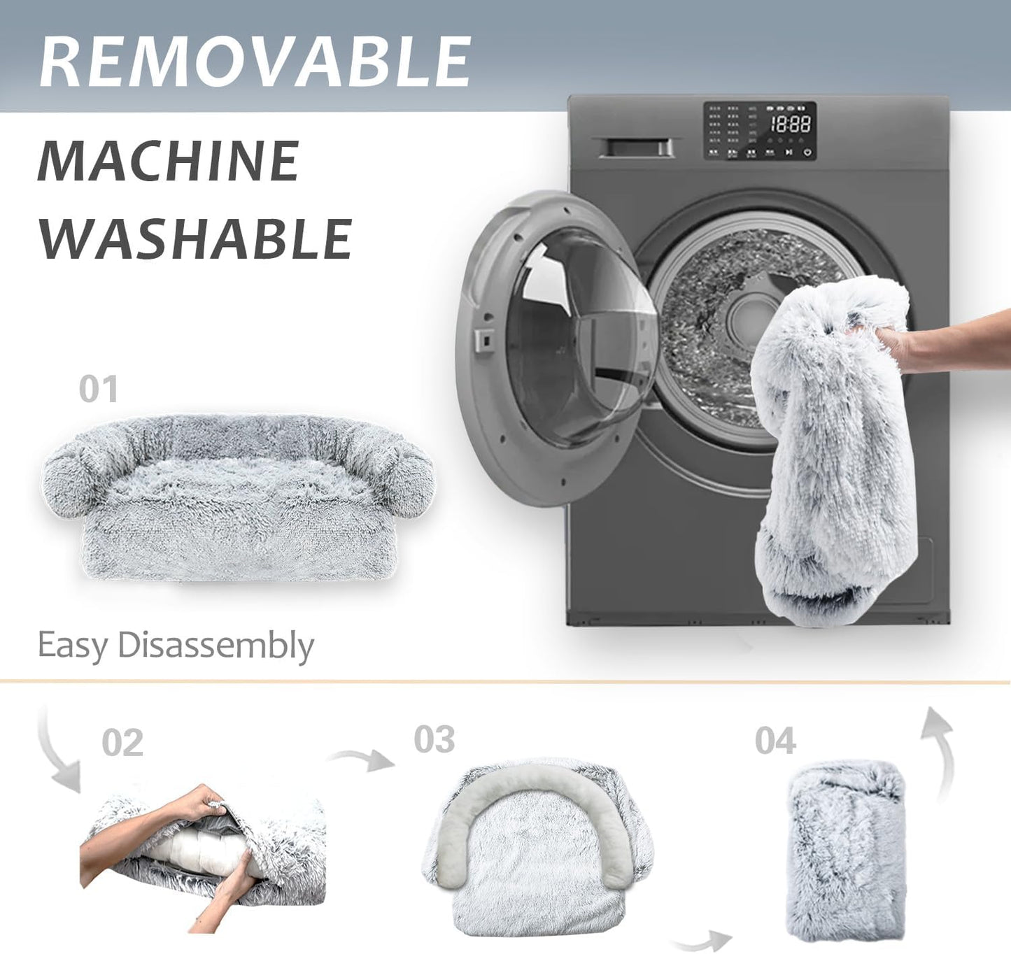 Tinaco Calming Dogs/Cats Bed Mats, Dog Pad Washable Removable Couch Cover, Plush Long Fur Mat for Pets, Waterproof Lining, Perfect for Small, Medium and Large Dogs and Cats (Gradient Gray, M)