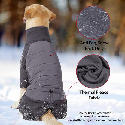 Dotoner Dog Sweater Warm Fleece Pullover Winter Sweatshirt with Turtleneck Leash Opening Waterproof Back Four Leg Cozy Clothes for Medium Large and Small Dogs